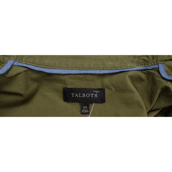 Talbots Womens Green Button Down Utility Jacket Blazer Pom Pom Detail XS - Picture 6 of 6